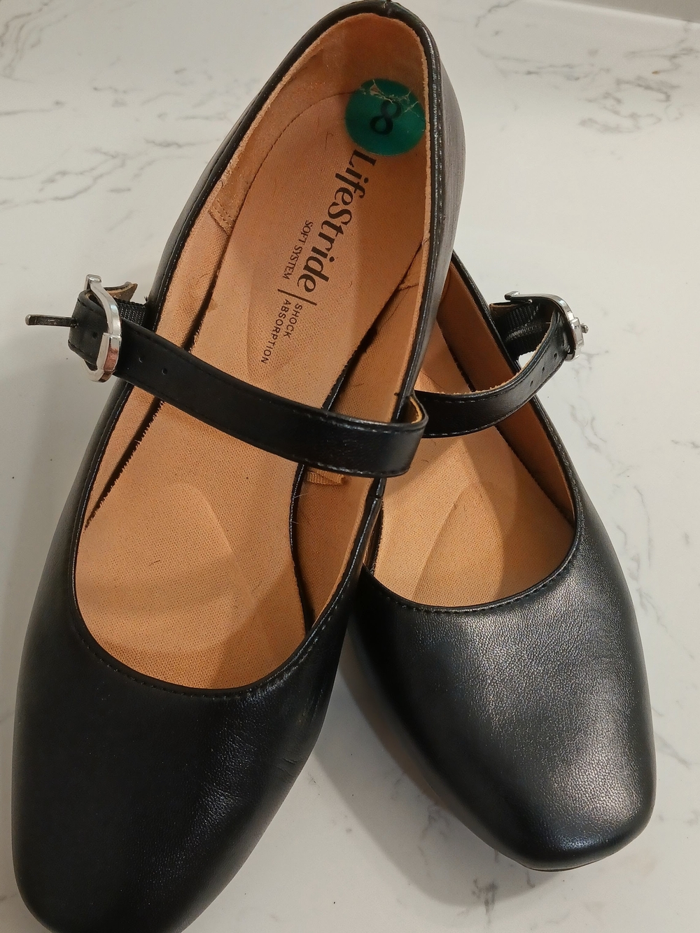 Life Stride Black Mary Jane Ballet Flats with Ankle Strap